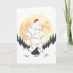 Sasquatch Santa Christmas Tree Lights Funny Xmas B Card
