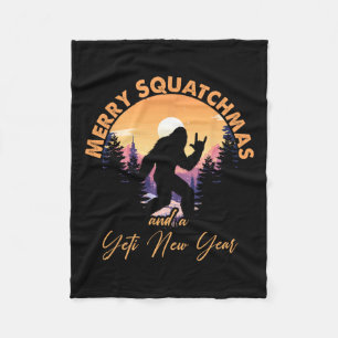 Sasquatch Santa Yeti Merry Squatchmas Bigfoot Chri Fleece Blanket