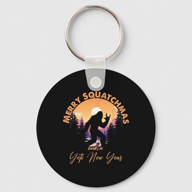 Sasquatch Santa Yeti Merry Squatchmas Bigfoot Chri Key Ring (Front)