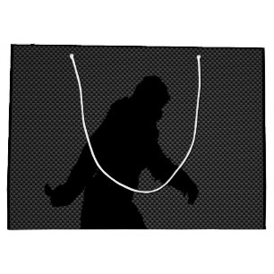 Sasquatch Silhouette on Carbon Fibre Print Large Gift Bag