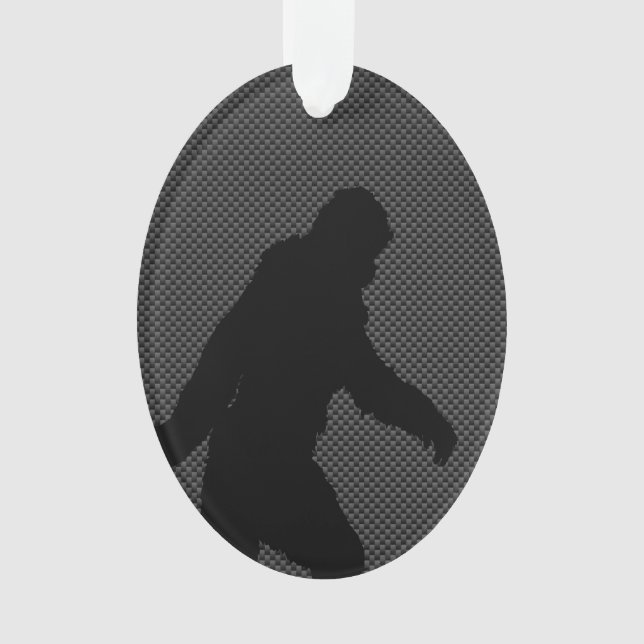Sasquatch Silhouette on Carbon Fibre Print Ornament (Front)