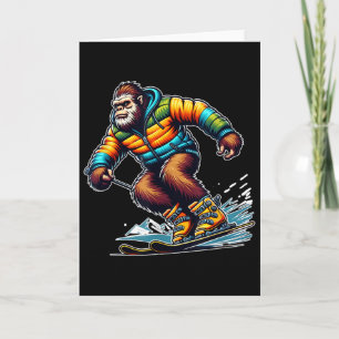 Sasquatch Ski Adventure Bigfoot Winter Fun Card