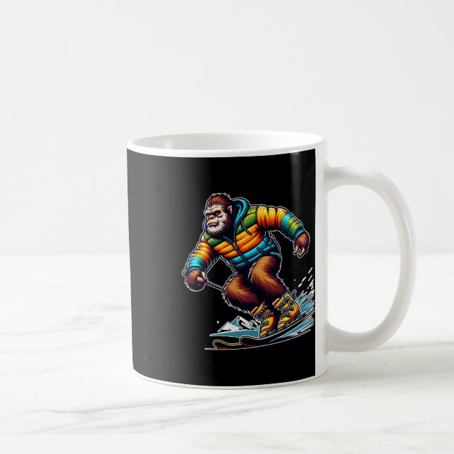 Sasquatch Ski Adventure Bigfoot Winter Fun  Coffee Mug (Right)