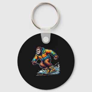 Sasquatch Ski Adventure Bigfoot Winter Fun  Key Ring