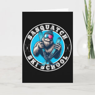 Sasquatch Ski School Funny Bigfoot Skiing Card