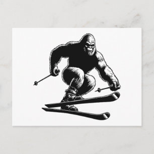 Sasquatch Skiing Holiday Postcard