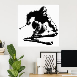 Sasquatch Skiing Poster