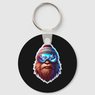 Sasquatch skiing snow big-foot skier big foot key ring