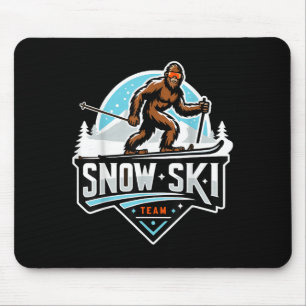 Sasquatch Snow Ski Team Snow Skiing Bigfoot Cartoo Mouse Pad