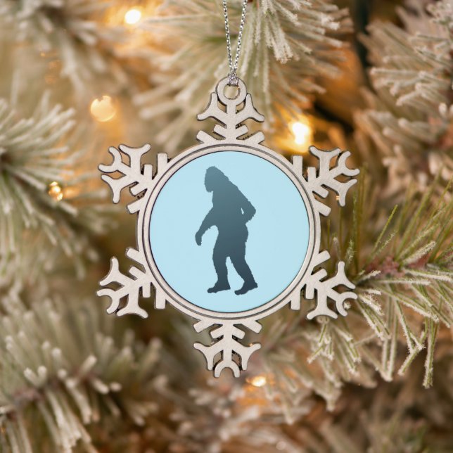 Sasquatch Snowflake Pewter Christmas Ornament (Tree)