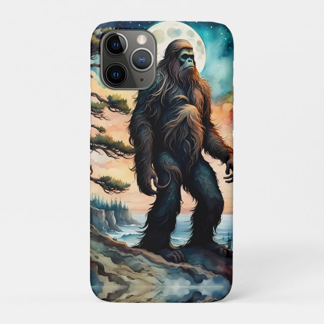 Sasquatch Standing on Ridge overlooking the Ocean Case-Mate iPhone Case (Back)