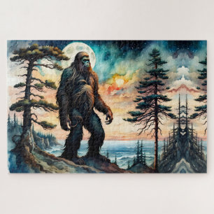 Sasquatch Standing on Ridge overlooking the Ocean Jigsaw Puzzle