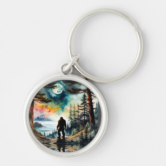 Sasquatch Standing on Ridge overlooking the Ocean Key Ring (Front)
