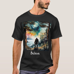 Sasquatch Standing on Ridge overlooking the Ocean T-Shirt