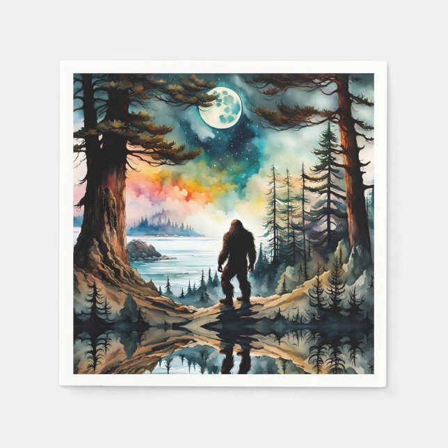Sasquatch Standing under the Moonlight Napkin (Front)
