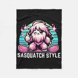Sasquatch Style Snowboarding Bigfoot Alpine Snowbo Fleece Blanket