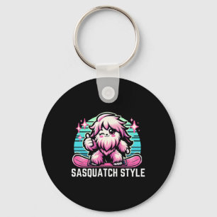 Sasquatch Style Snowboarding Bigfoot Alpine Snowbo Key Ring