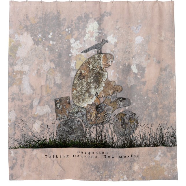 Sasquatch Talking Canyons, New Mexico Shower Curtain (Front)