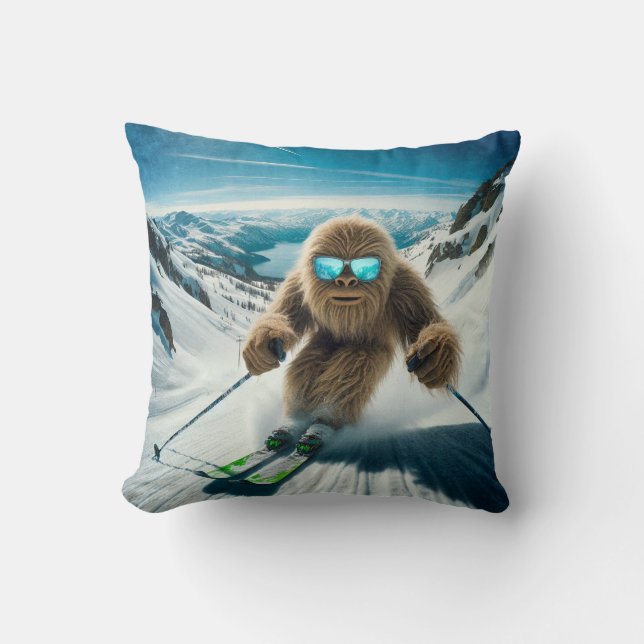 Sasquatch the Skier Cushion (Front)