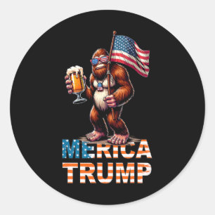 Sasquatch Trump Biden 2024 Pre Election 4th Of Jul Classic Round Sticker