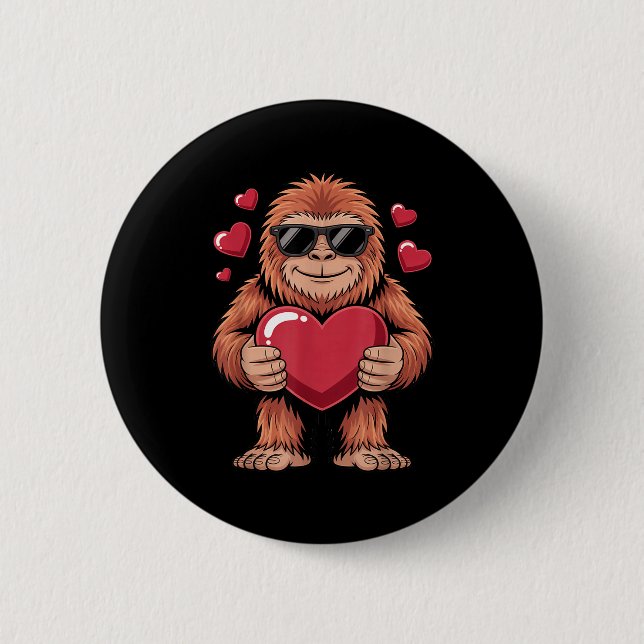 Sasquatch Valentine's Day - Bigfoot Heart Sungles  6 Cm Round Badge (Front)
