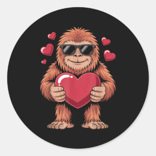 Sasquatch Valentine's Day - Bigfoot Heart Sungles Classic Round Sticker