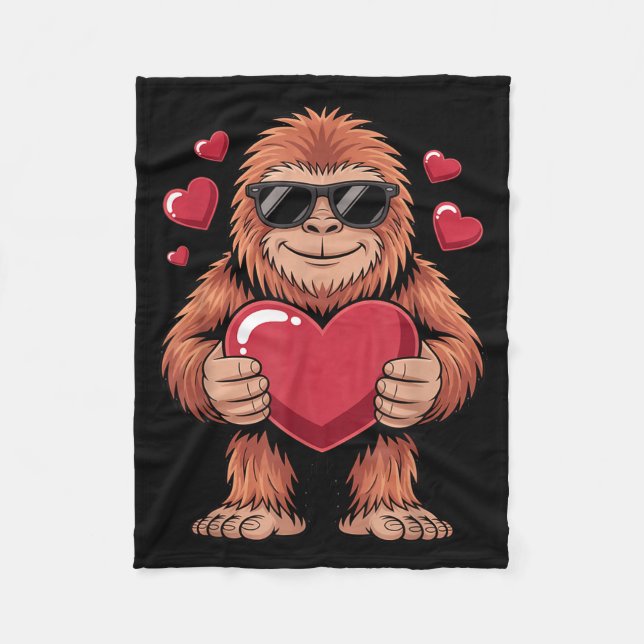Sasquatch Valentine's Day - Bigfoot Heart Sungles  Fleece Blanket (Front)