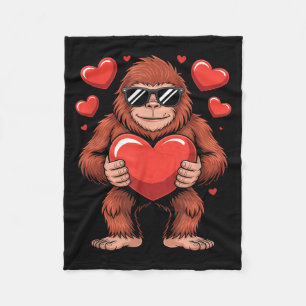Sasquatch Valentine's Day - Bigfoot Heart Sungles  Fleece Blanket