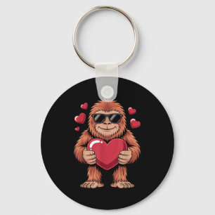 Sasquatch Valentine's Day - Bigfoot Heart Sungles Key Ring
