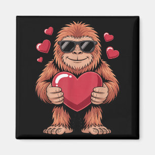 Sasquatch Valentine's Day - Bigfoot Heart Sungles Magnet