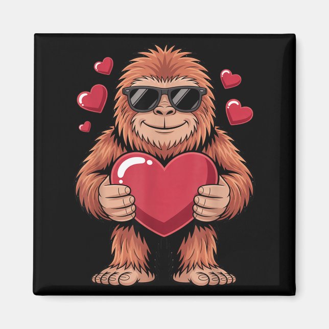 Sasquatch Valentine's Day - Bigfoot Heart Sungles  Magnet (Front)