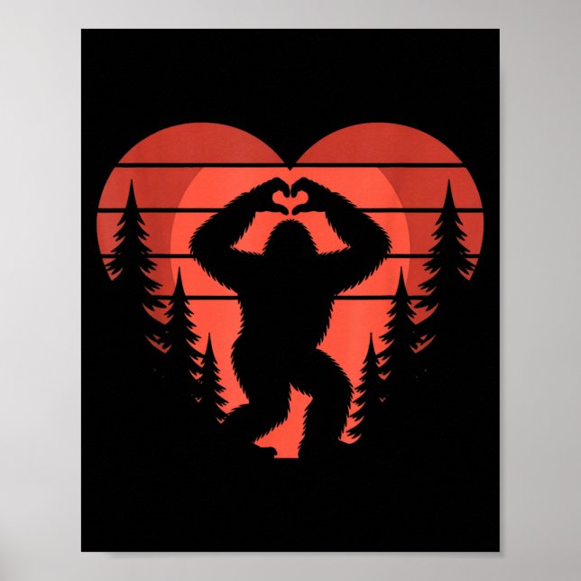 Sasquatch Valentine's Day - Bigfoot Heart Sungles  Poster (Front)