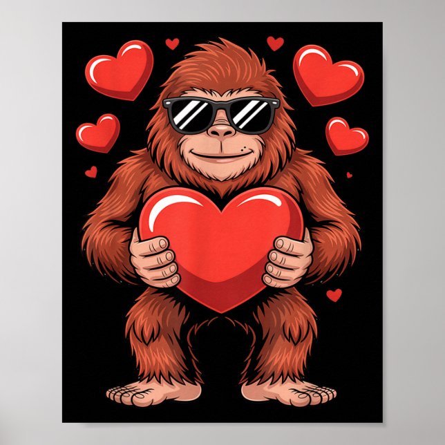 Sasquatch Valentine's Day - Bigfoot Heart Sungles  Poster (Front)