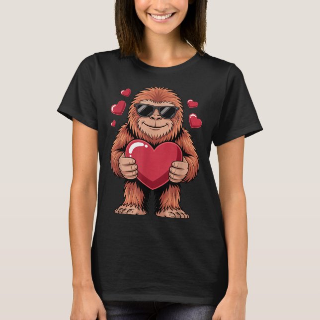 Sasquatch Valentine's Day - Bigfoot Heart Sungles  T-Shirt (Front)