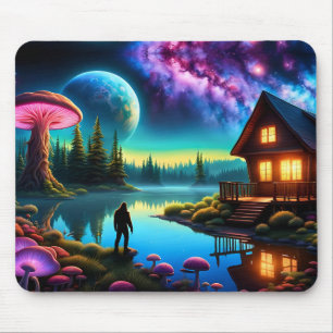 Sasquatch Watching nebulas on a distant planet Mouse Pad