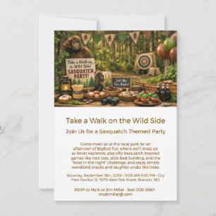 Sasquatch Woodland Explorer Bigfoot Themed Party Invitation