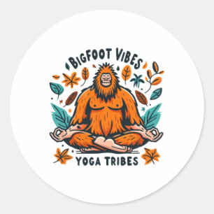 Sasquatch Yoga Meditation Bigfoot Vibes Yoga Tribe Classic Round Sticker