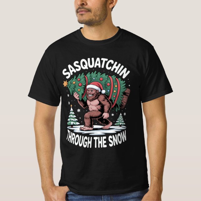 Sasquatchin Through The Snow T-Shirt (Front)