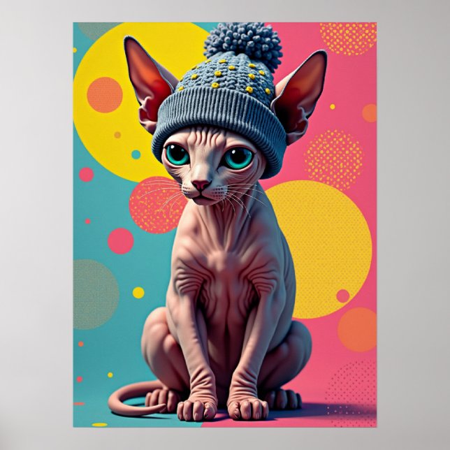 Sass-phinx: The Ultimate Pop-Art Fashion Cat Poster (Front)