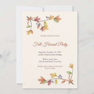 Sassafras Leaf Fall Harvest Party Invitation
