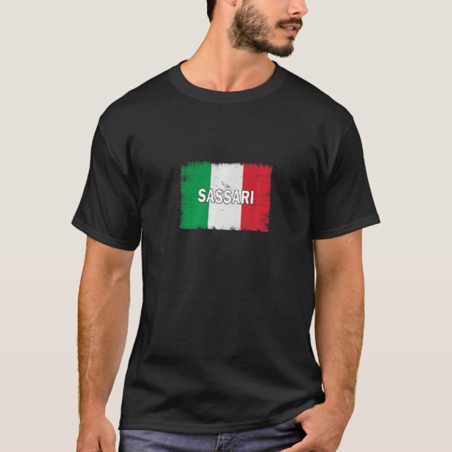 Sassari  Italy  City With Italian Flag T-Shirt (Front)