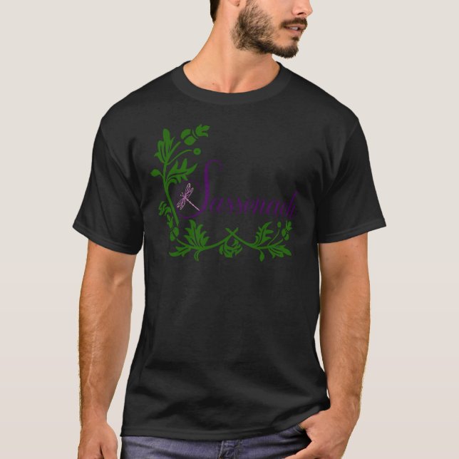 Sassenach dragonfly floral logo Sticker T-Shirt (Front)