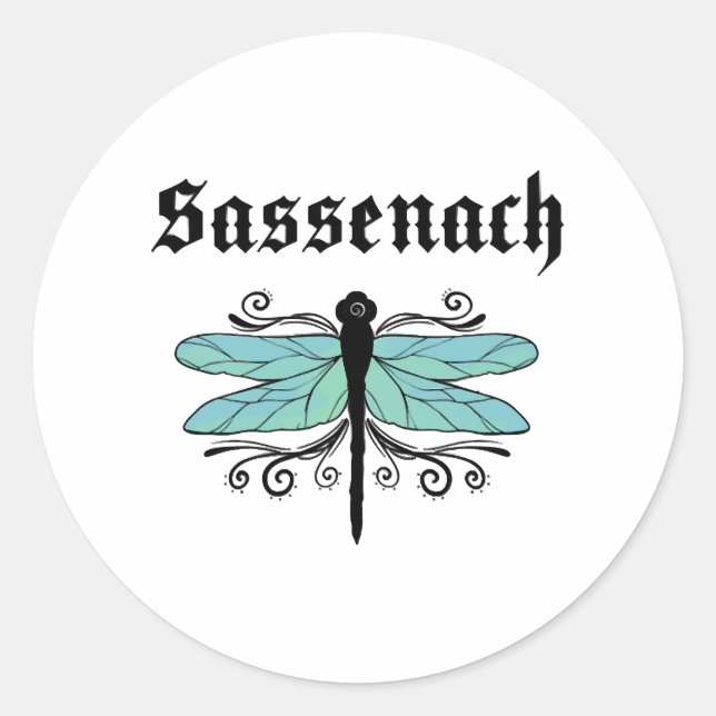 Sassenach Dragonfly Outlander Amber Blue Gift Tee Classic Round Sticker (Front)