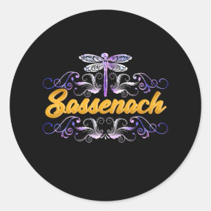 Sassenach Outlander Blue Dragonfly Classic Round Sticker