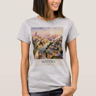 Sassi di Matera Travel Italy Cave City Watercolor T-Shirt
