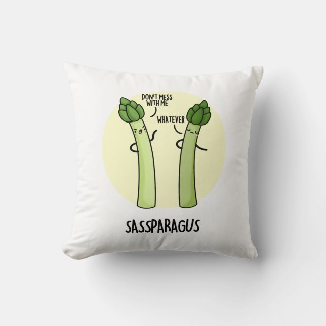 Sassparagus Funny Asparagus Vegetable Pun  Cushion (Front)