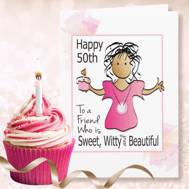 Sassy 50th Birthday Ethnic Female Cartoon Funny Card (Creator Uploaded)