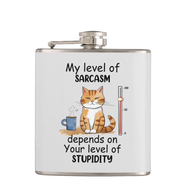 Sassy and Cute Orange Cat Hip Flask (Front)