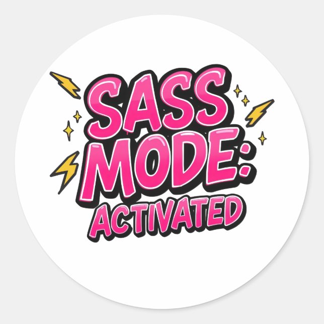 Sassy Attitude and Bold Pop Art Classic Round Sticker (Front)