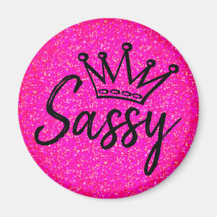 Sassy - Black and Pink Glitz Crown Magnet